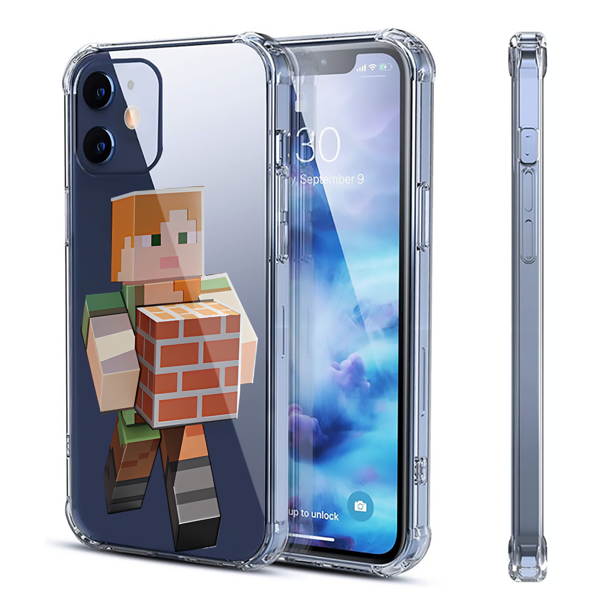 （画像用） マインクラフト ブロックの世界 Minecraft MC Block world 【iPhone 12シリーズ対応】透明スマホケース（クリアソフトケース）